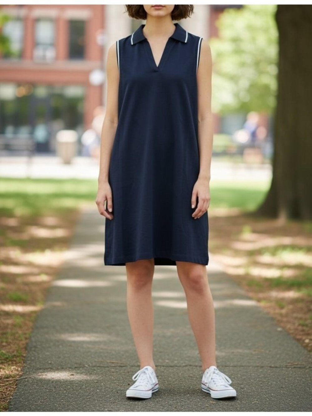 Spanx Air essentials pique polo tank dress in navy blue women's size XL